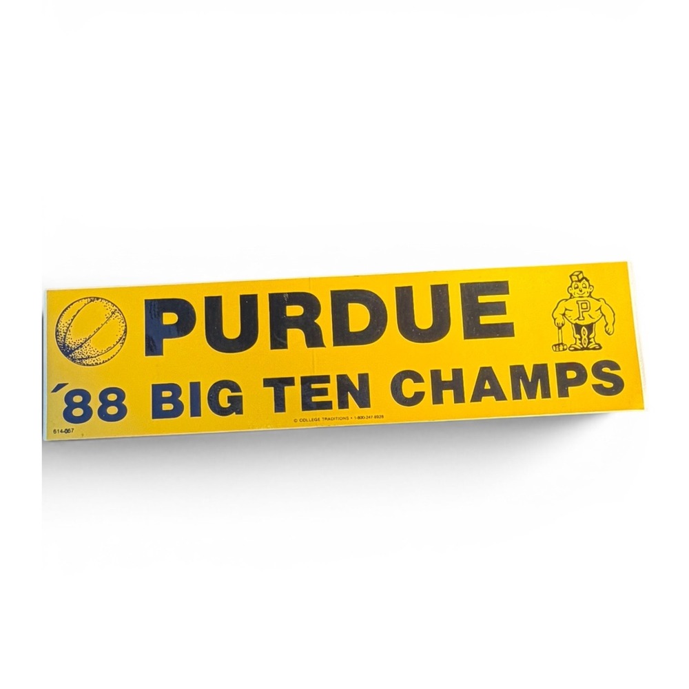 Vintage 1988 Purdue Big Ten Champions Bumper Sticker Original Boilermaker NOS